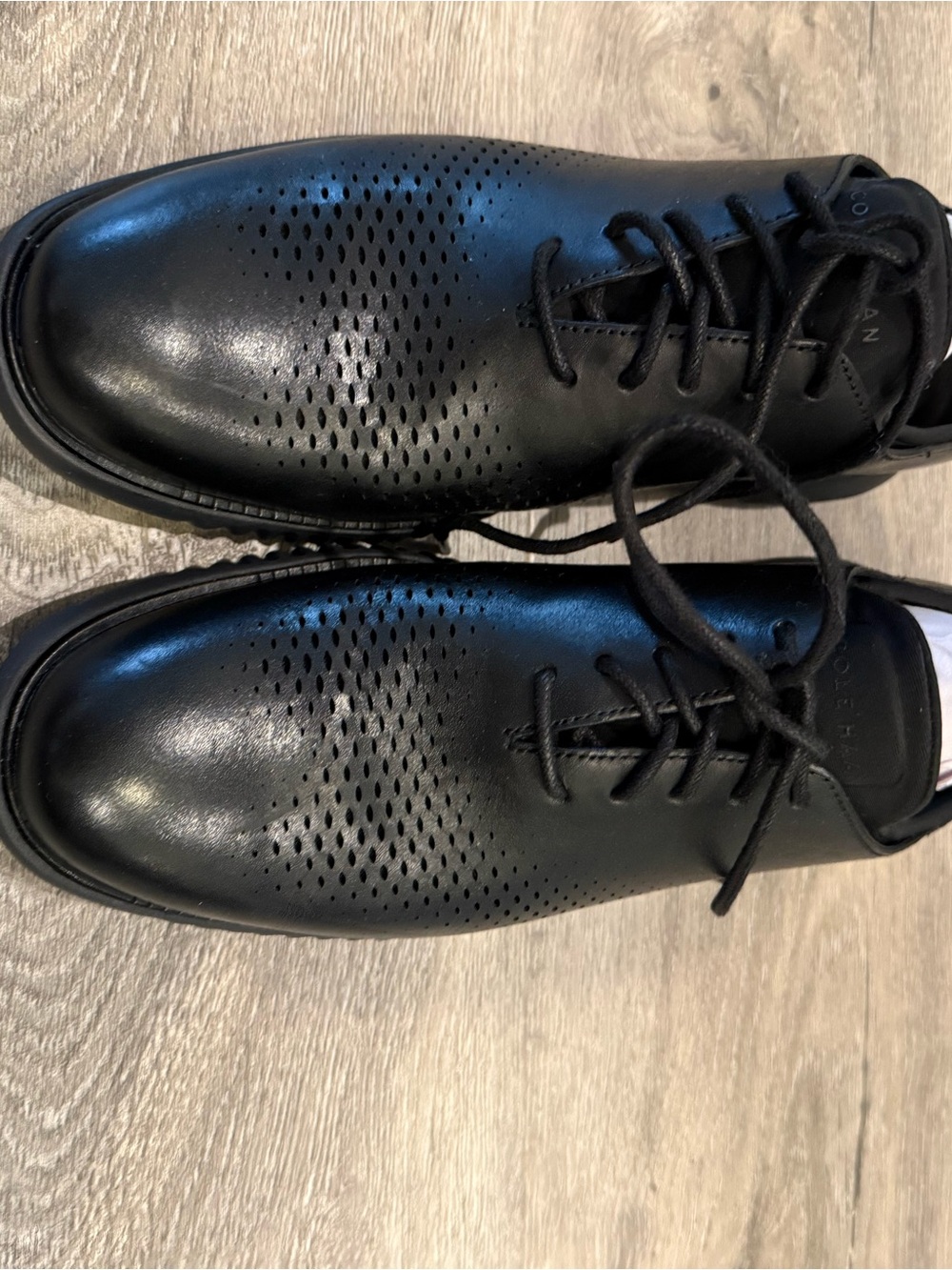 AND Black Perforated Leather Derbys